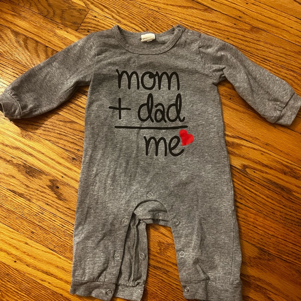 Gray Baby One Piece with Heart Design